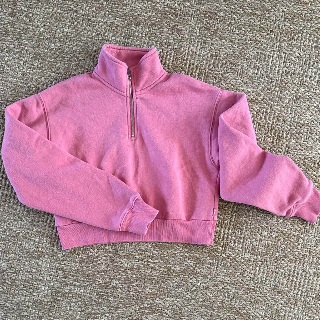Tna Airy Perfect Fleece 1/4 Zip Long Sleeve Cropped Sweatshirt